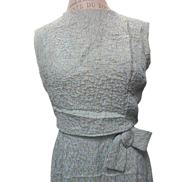 Vintage Ardley New York Brocade Rosette Formal Dress, Teal & Gold - Picture 2 of 11